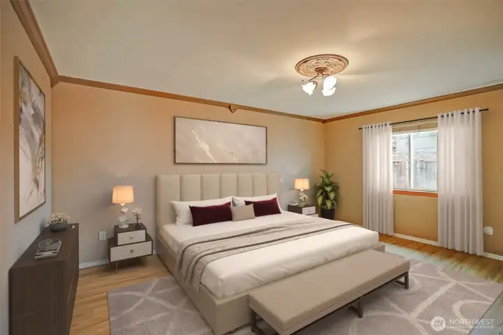 You will love the new floors in the Large primary bedroom! VIRTUALLY STAGED