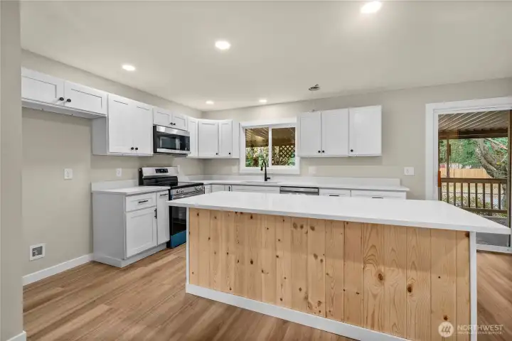 Island with wood panel