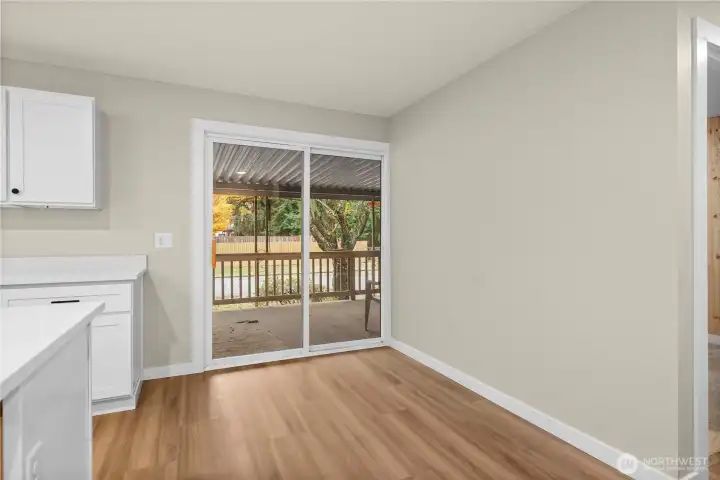 shelves, storage or eat in kitchen area