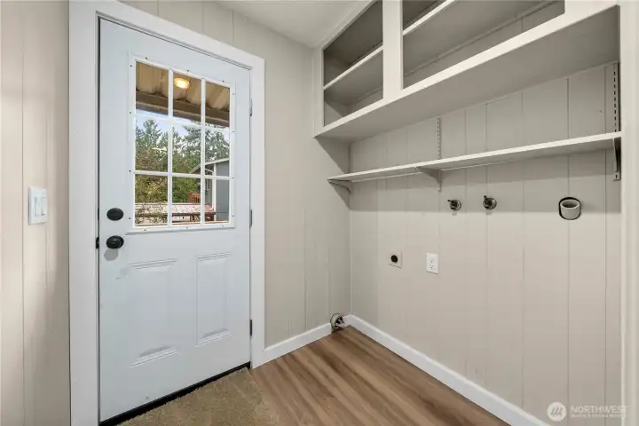 Back door entrance and laundry room