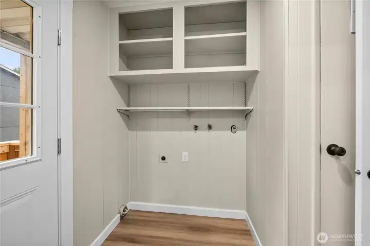 Back door entrance and laundry room