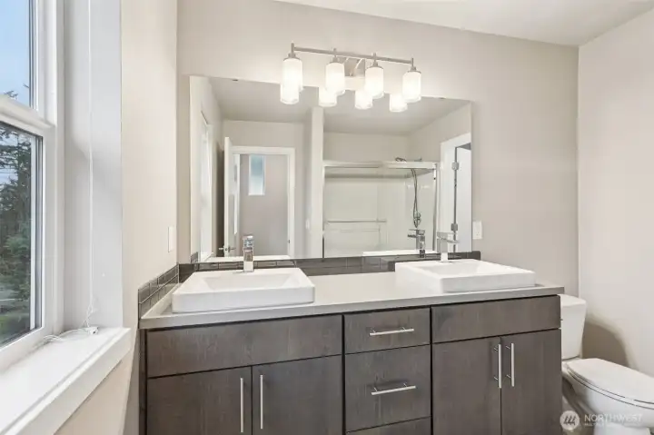 Double Vanity Sink off Ensuite Bathroom