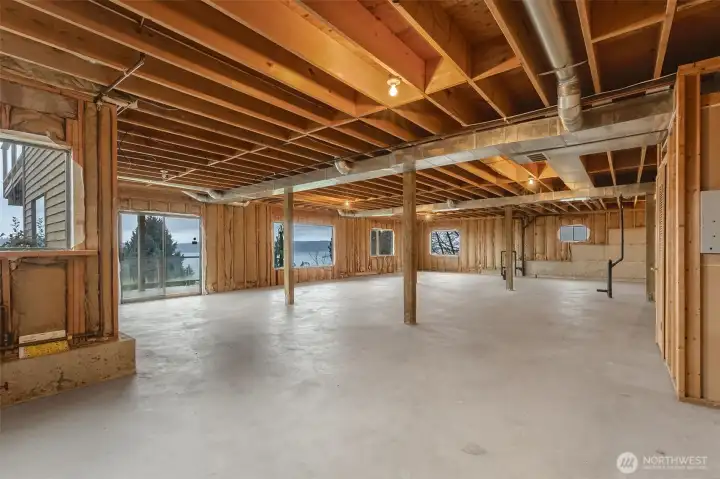 Unfinished basement with many options to add more living space