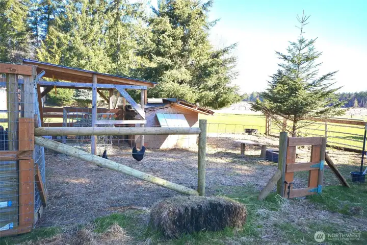 Chicken coop ready for your flock, perfect for hobby farming and backyard animals.