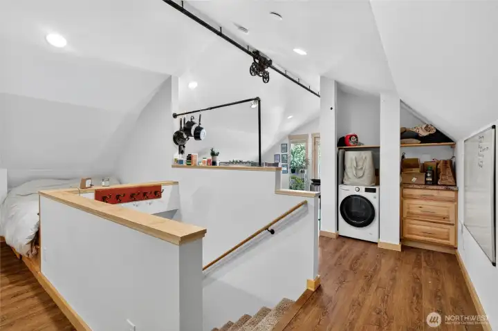 Stairwell down to a locked door to main residence. If not used as an ADU, this could be inside entrance to level 2 of the home. Stairwell down to a locked door to main residence. If not used as an ADU, this could be inside entrance to level 2 of the home.