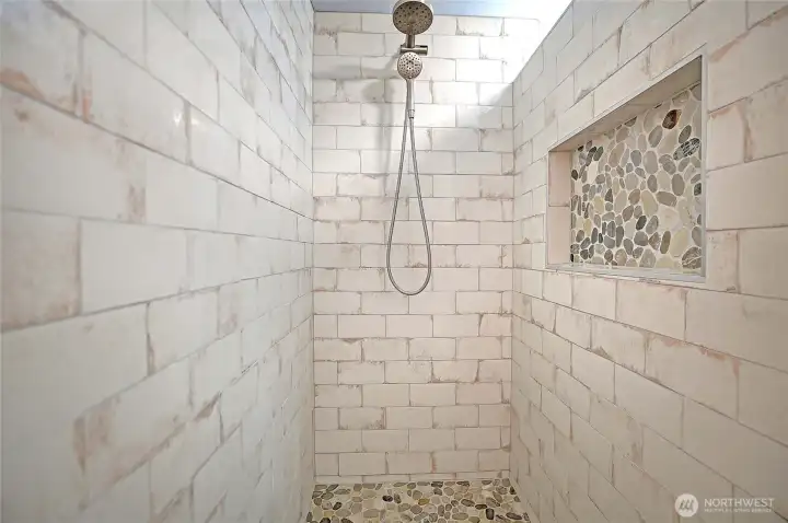 Spa-like walk-in shower.