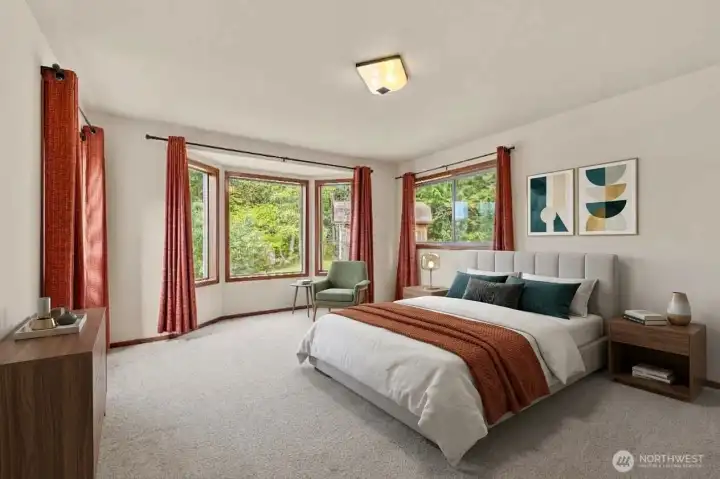 Bedroom. This photo is virtually staged.