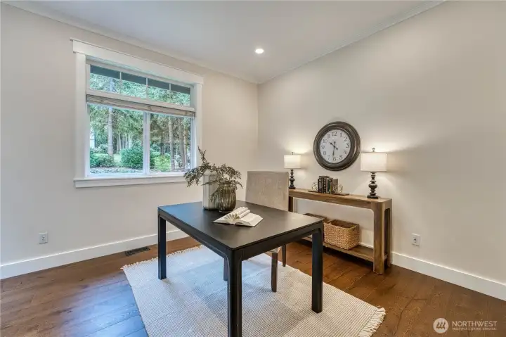 This love room could be a sixth bedroom or and office with a private entrance