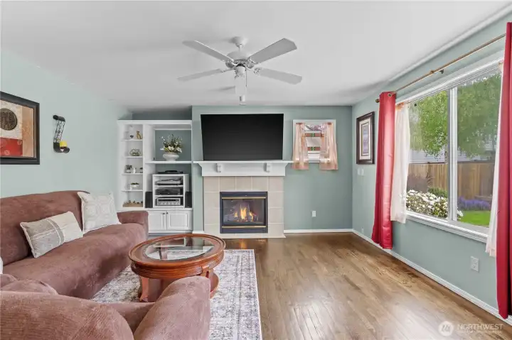 Off the eat in kitchen, this great room is a perfect place to unwind