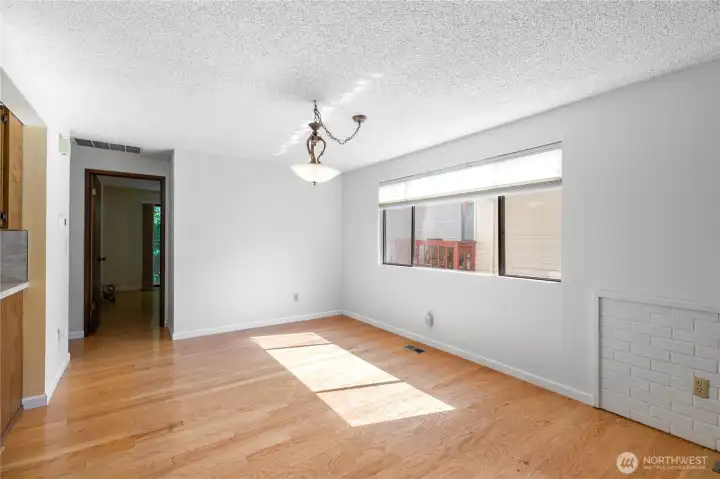 Dining space large enough for a gathering table.