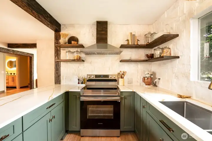 Natural stone backsplash