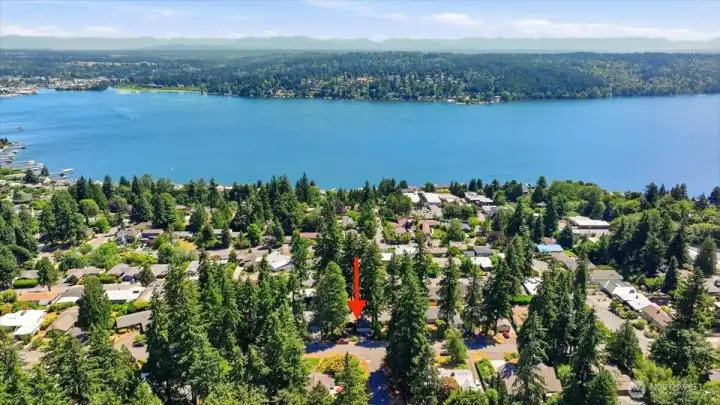Aerial shot shows the rare location that provides lake and territorial views. Aerial shot shows the rare location that provides lake and territorial views.