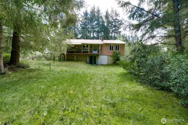 from back yard to rear of house