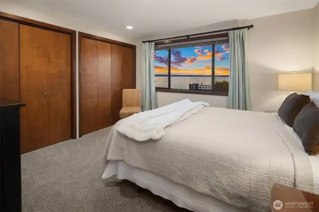 The lower-level bedroom with its own open water view.
