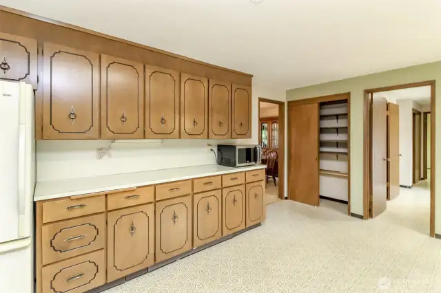 Wood cabinets for amazing storage plus two pantries!