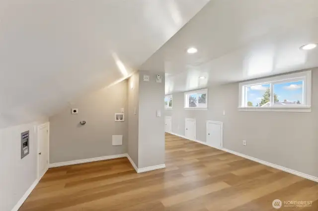 Upstairs washer & dryer hook ups. (There are additional/alternate hookups in the garage.)