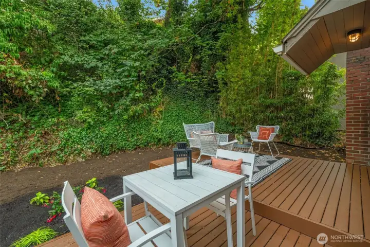 Cooling, private back deck perfect for summer dinner parties and a lush shade garden - we've already got you started with some cheery hostas, fuschias, and more!