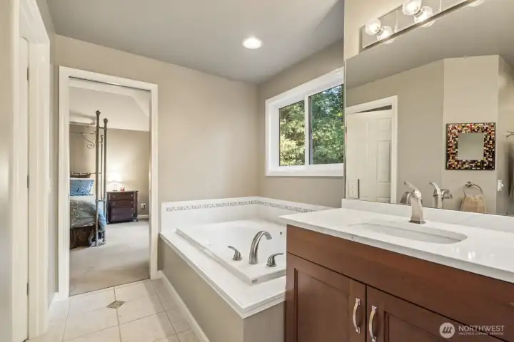 Soaking tub and walk-in closet
