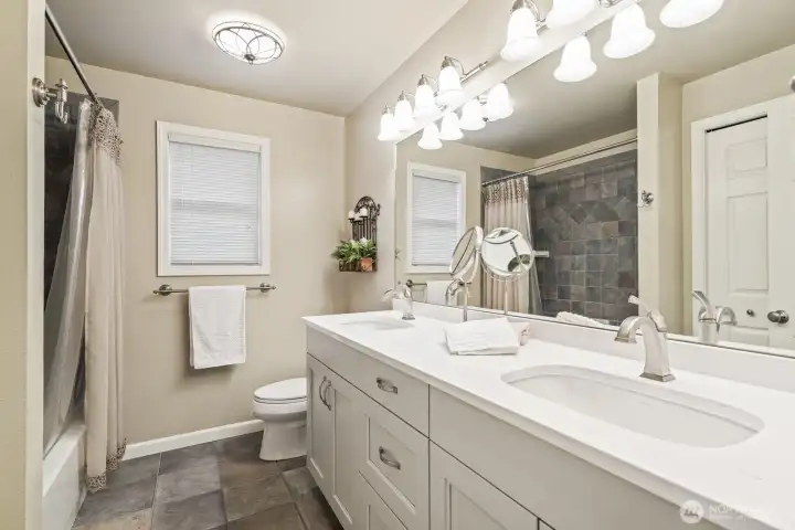 Updated main bath with dual vanity