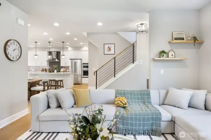 Open to dinning and kitchen areas