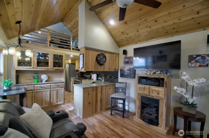 VIEW OF KITCHEN FROM THE LIVING ROOM