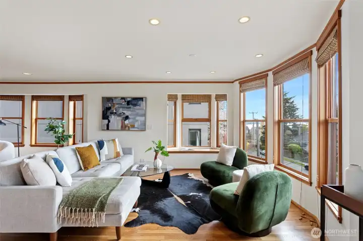 Formal living room with sound and mountain views (upper level 2)