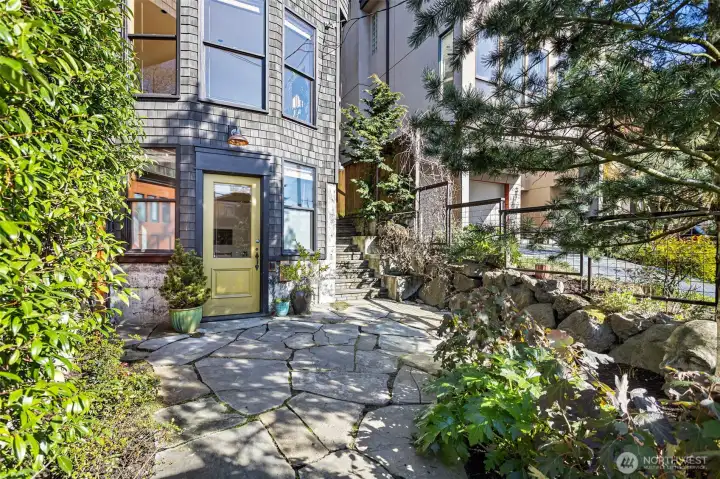 Street facing guest suite front entrance (lower level)