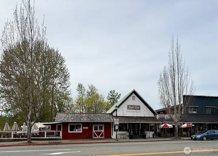 Restaurants, retail, grocery in Downtown Duvall ~.5 mile away