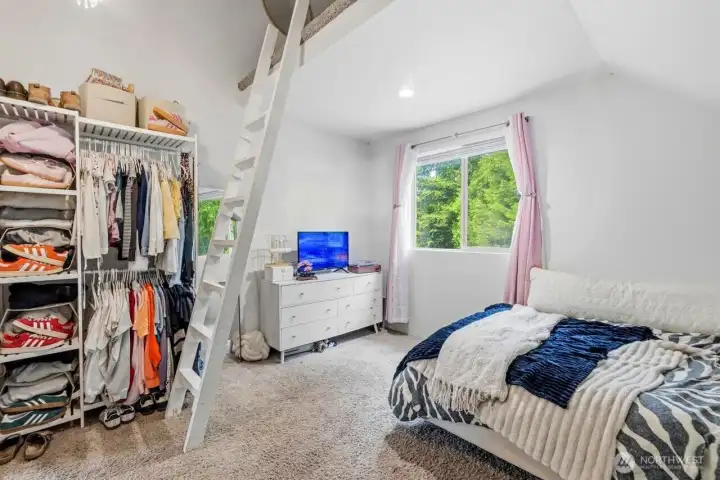 Room 1 upstairs with loft storage