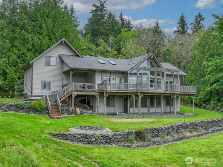 Drone shot of the back of the house Drone shot of the back of the house