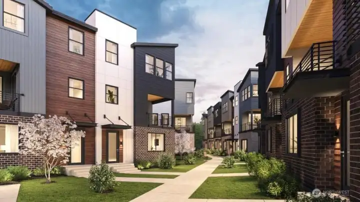 Rendering of community with walking trails throughout Rendering of community with walking trails throughout