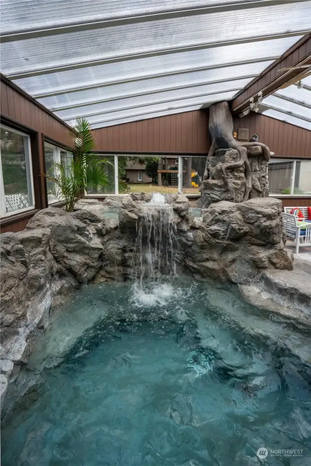 Pool and hot tub just off the kitchen (plumped for swim spa!)