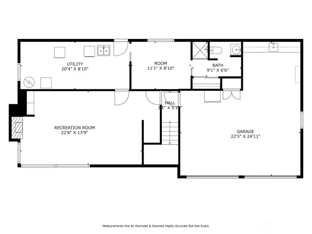 Lots of space rec-room and garage as well. The back corner of the garage offers great shop space!