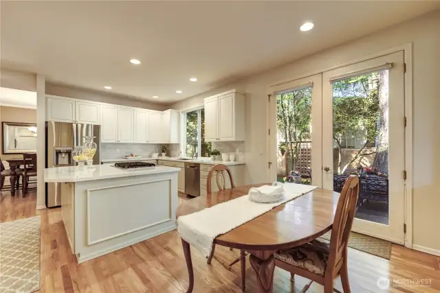 French doors to the private yard with an entertainment patio.