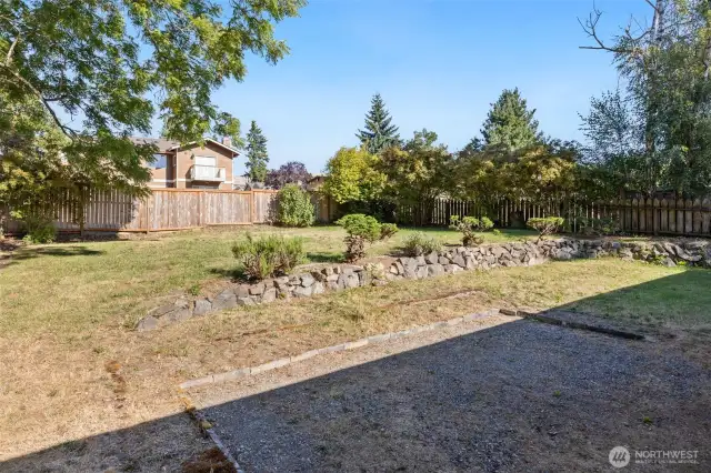 This is the big backyard. Many possibilities back here like a big garden, BBQ area, or even a DADU.