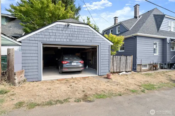 Newer garage off alley