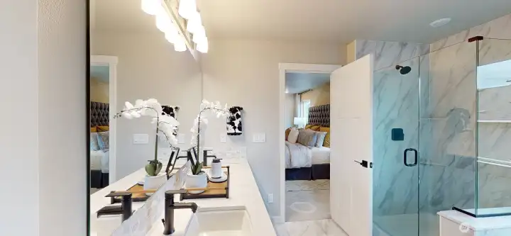 Photo is of a model home in another KB Home location; options and colors may vary based on your selections. Depictions of home, layout, location or other features/options, colors and color scheme, materials, fixtures, etc. are for showing purposes only and may not be included in the purchase price and availability may vary.