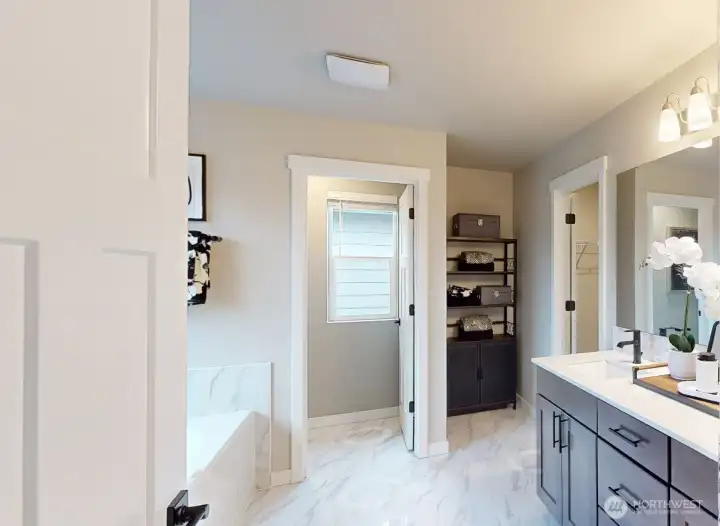 Photo is of a model home in another KB Home location; options and colors may vary based on your selections. Depictions of home, layout, location or other features/options, colors and color scheme, materials, fixtures, etc. are for showing purposes only and may not be included in the purchase price and availability may vary.