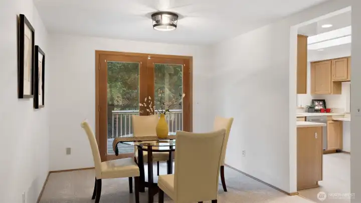 The dining room is perfectly proportioned for everyday meals or gatherings with friends, and it’s conveniently located right next to the kitchen - exactly where you want it to be.