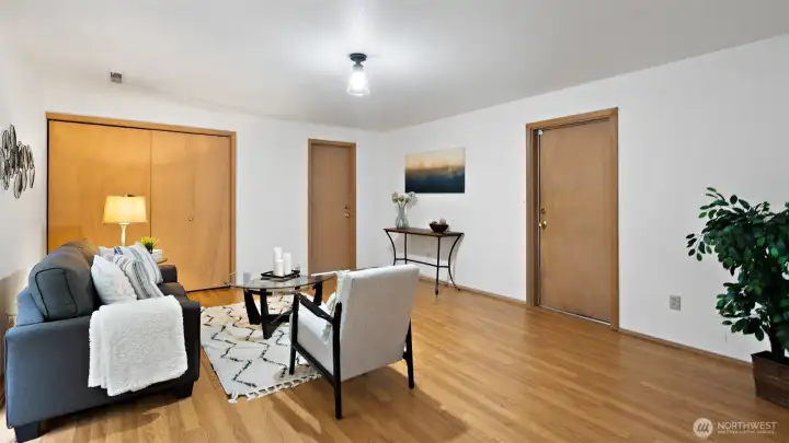 The doors on this level lead to the laundry area, a convenient half bath, and direct access to the garage - everything right where you need it.