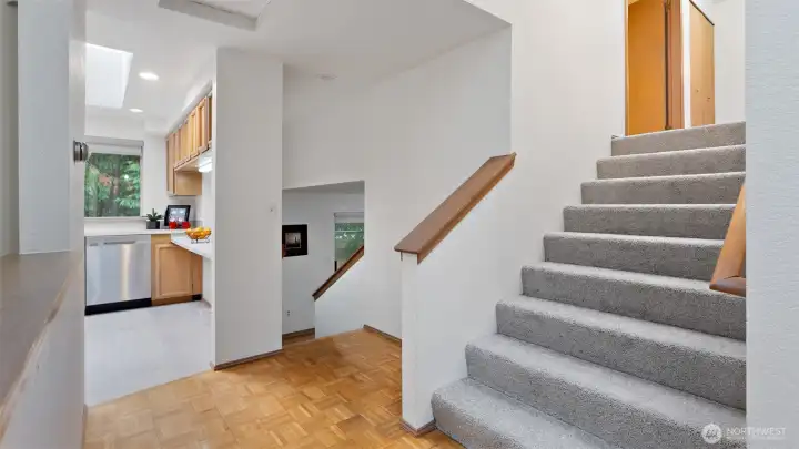 Head up the wide four-foot staircase to find all three bedrooms and two additional bathrooms waiting for you. It’s a comfortable and well-planned layout that keeps everything close, yet perfectly separate.