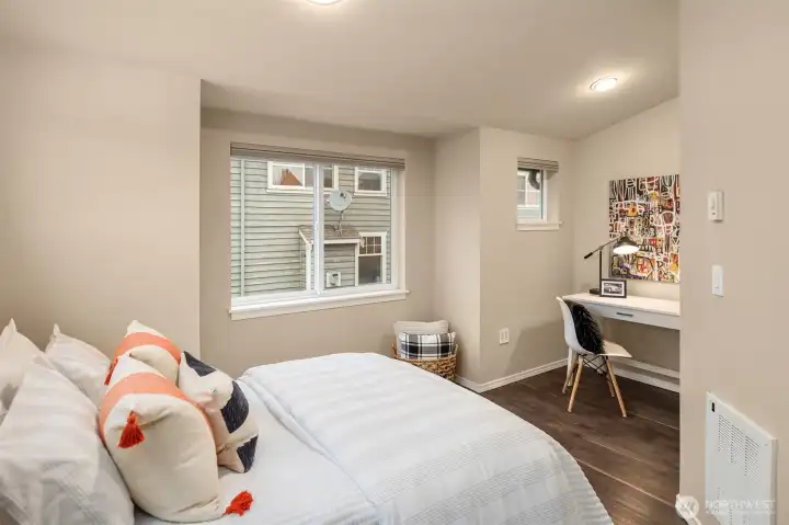 Top-down bottom-up shades throughout home for privacy if needed