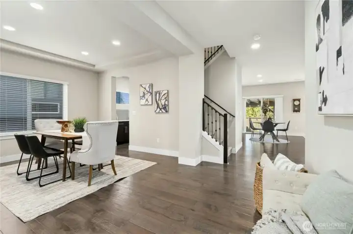 Gorgeous wood floors throughout main area of home