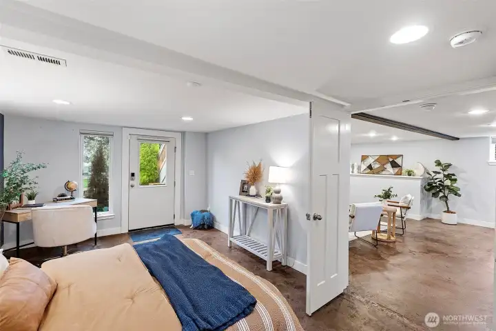 Bedroom #3 on lower level with separate entrance, great for multigenerational living or AirBNB potential