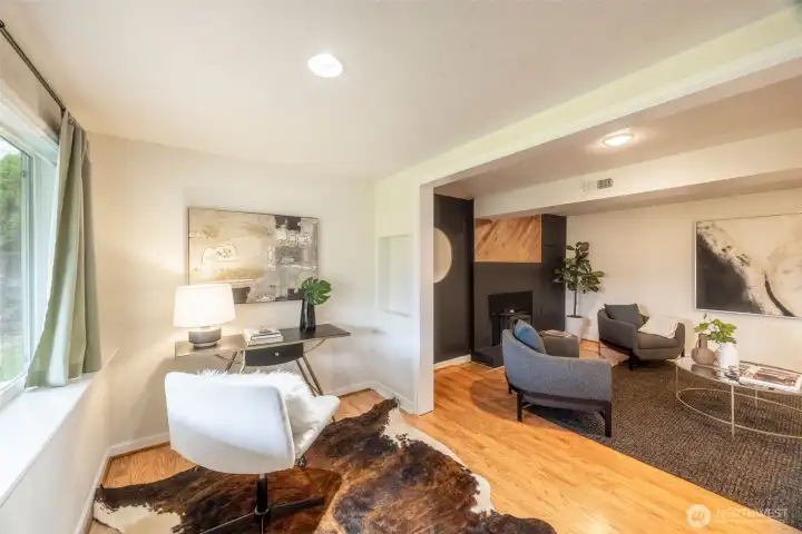 :ower level office area, adjacent to Family room.