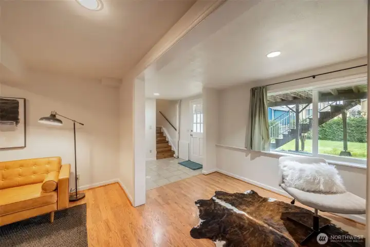 Looking back at the office area; and the walk out door to the back yard.