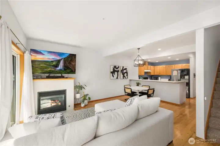 Gas fireplace ready for the cold winter months.