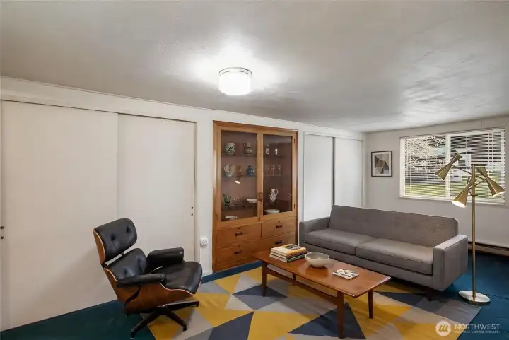 Virtually staged family room. Virtually staged family room.