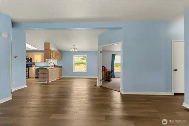 View from living room back towards dining/kitchen