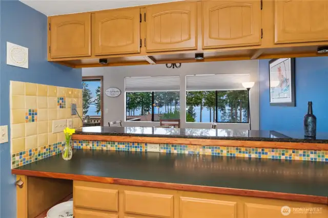 Enjoy water views from the open kitchen